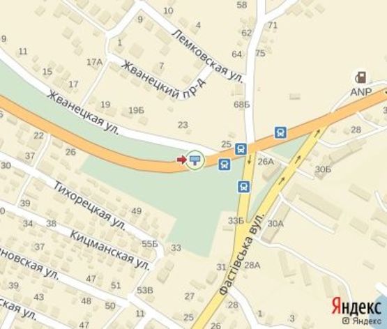 Схема рекламної площини за адресою Московской Олимпиады ул., (100 м. до Автовокзала)