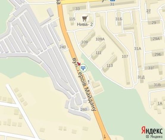 Схема рекламної площини за адресою Героев Майдана ул., (перед АЗС "Укрнафта")