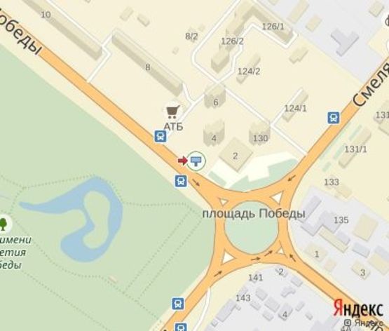 Схема рекламной плоскости по адресу 30 лет Победы ул., (напротив  ТЦ "Квартал","Приватбанк","АТБ маркет")