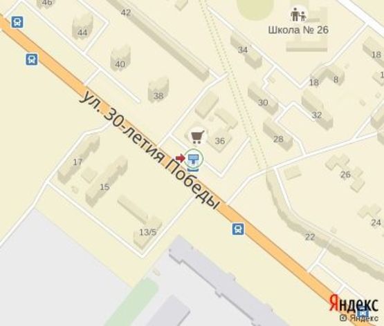 Схема рекламної площини за адресою 30 лет Победы ул., 36 остановка (супермаркет"Fresh Маркет")