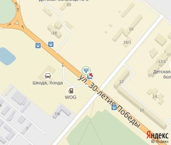 Схема рекламной плоскости по адресу 30 лет Победы ул. (2-е кольцо Юго-Западного р-на)