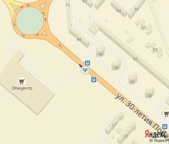 Схема рекламной плоскости по адресу 30 лет Победы ул., 48 остановка ( "Эпицентр",Фокстрот")