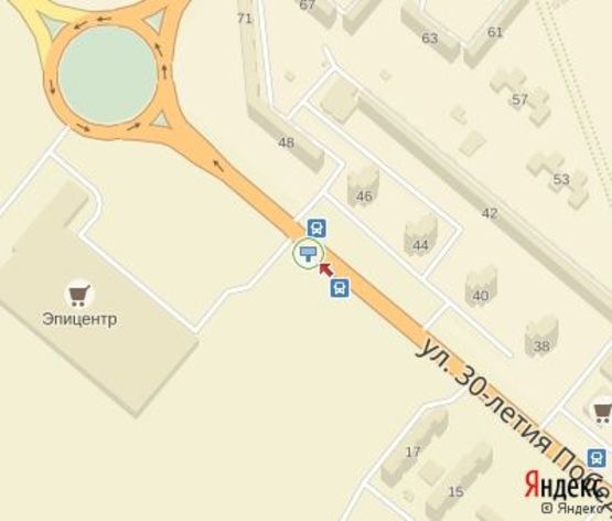 Схема рекламной плоскости по адресу 30 лет Победы ул., 48 остановка ( "Эпицентр",Фокстрот")