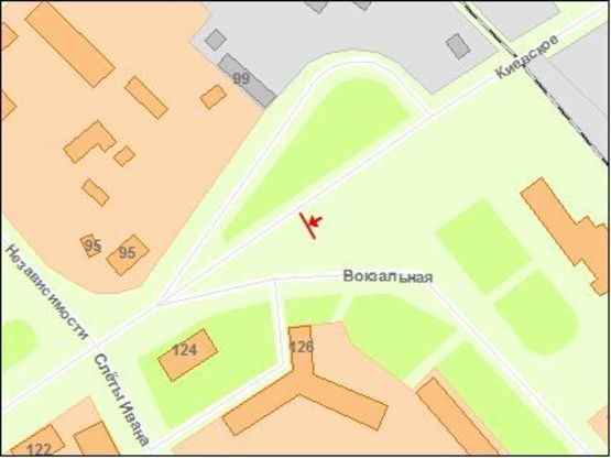 Схема рекламной плоскости по адресу Zt 067 вул Київська,124/ майдан Привокзальний Б