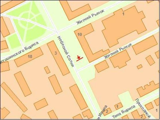 Схема рекламной плоскости по адресу Zt 029 вул.Небесної сотні,10 "Ринок РАДА"А