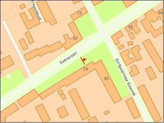 Схема рекламной плоскости по адресу Zt 018 вул Київська,74 "Укргаз банк" Б