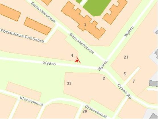 Схема рекламной плоскости по адресу Zt 061 вул Жуйка,4а (нижній) Б