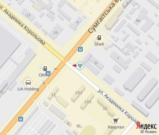 Схема рекламной плоскости по адресу Королева ул. - Сумгаитская ул.