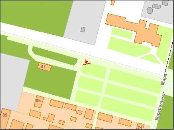 Схема рекламной плоскости по адресу Zt 047 проспект Миру,87 готель "Ялинка"(нижній) А1