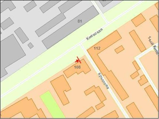 Схема рекламной плоскости по адресу Zt 068 вул Київська,106 м-н "VICOTEK" А