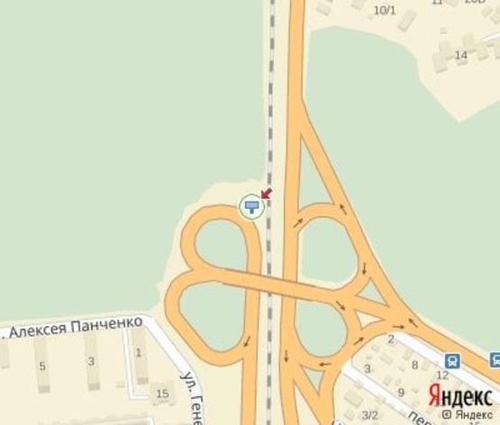 Схема рекламной плоскости по адресу Кольцо  Генерала Момота по направлению к Золотоноше