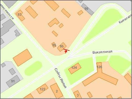 Схема рекламной плоскости по адресу Zt 024 вул Київська,95 "Ринок Вокзальний" Б