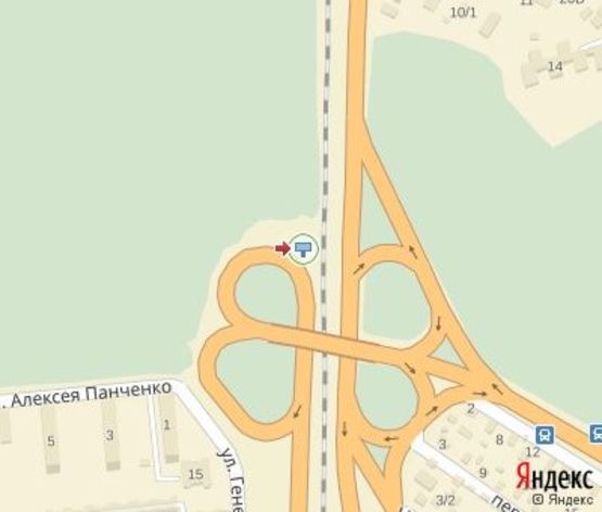 Схема рекламной плоскости по адресу Кольцо  Генерала Момота по направлению к Золотоноше