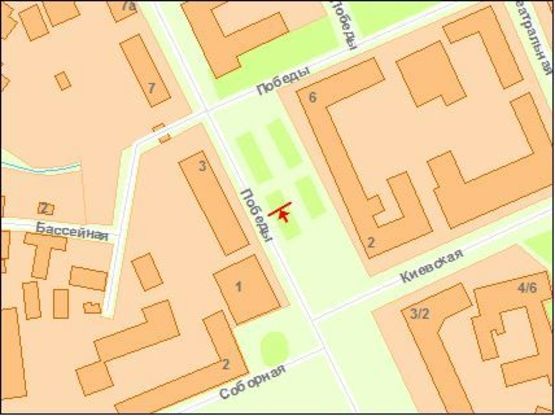 Схема рекламной плоскости по адресу Zt 078 вул.Перемоги,2 А