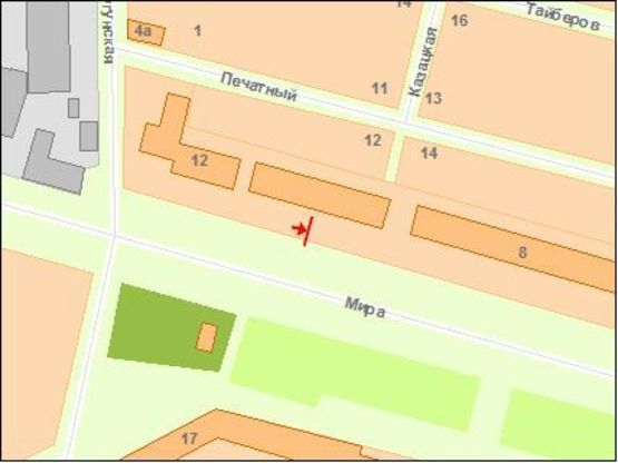 Схема рекламной плоскости по адресу Zt 089 проспект Миру,10 Б р-к Хмільники