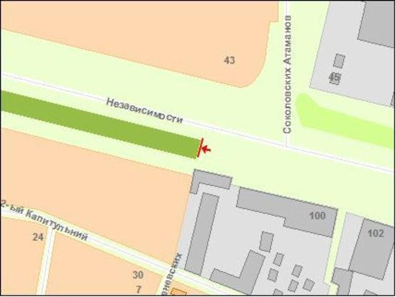 Схема рекламной плоскости по адресу Zt 075 вул.Ватутіна,98 м-н"ЕКО" Б