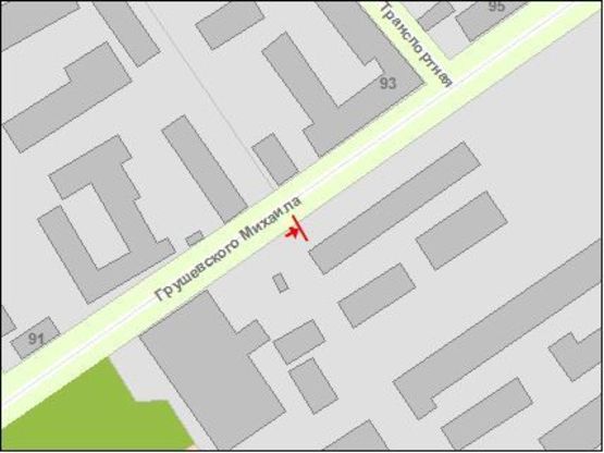 Схема рекламной плоскости по адресу Zt 090 вул.Грушевського,93 ТРЦ"Глобал UA" А