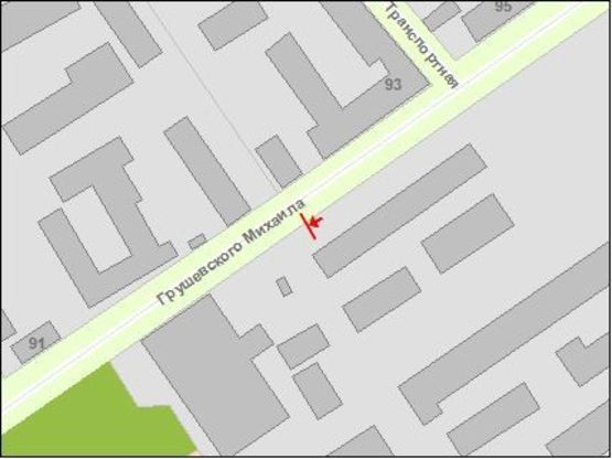 Схема рекламной плоскости по адресу Zt 091 вул.Грушевського,93 ТРЦ"Глобал UA" Б