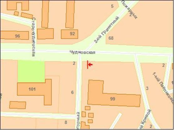 Схема рекламной плоскости по адресу Zt 073 вул. Чуднівська,99 фармацевтична академія Б