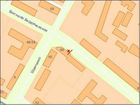 Схема рекламной плоскости по адресу Zt 084 вул Велика Бердичівська,48 А