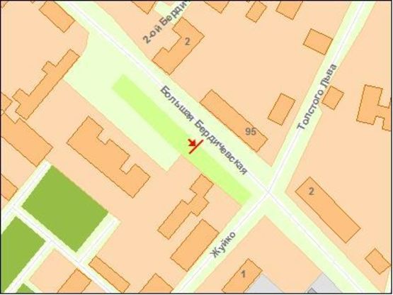 Схема рекламной плоскости по адресу Zt 086 вул Велика Бердичівська,70 А