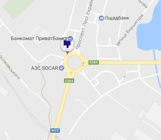 Схема рекламной плоскости по адресу просп. Л.Украинки (просп. 50-лет. Октября), круг Пивзавода, заезд на мост, перекрёсток с проспектом Свободы (ул. 60-лет. Октября), район гипермаркета «Маркетопт» на Московской, направление в центр(справа)