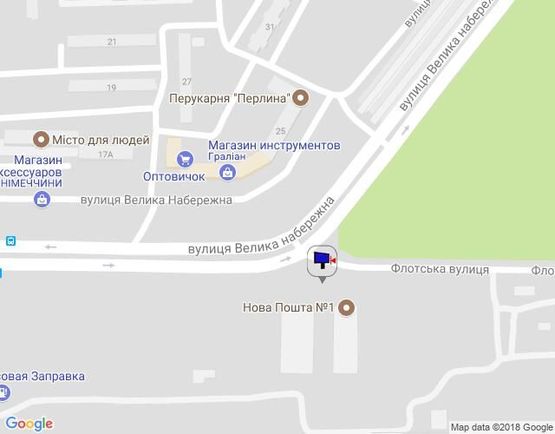 Схема рекламной плоскости по адресу ул. Большая Набережная (ул.50-летия СССР), перересток с ул. Флотская, 2, район авторынка, отделение Новой Почты №1