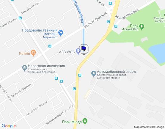 Схема рекламної площини за адресою просп. Свободы, 7-Б, возле АЗС «WOG» и ресторана «Хуторок»