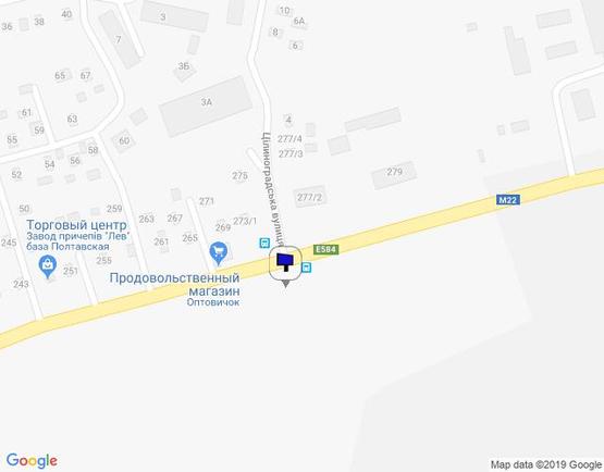 Схема рекламної площини за адресою просп. Полтавский, перекр. с ул. Целиноградской, возле Хлебзавода