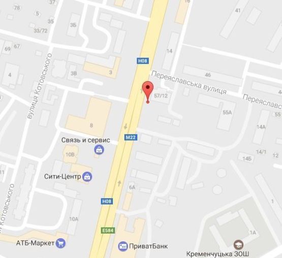 Схема рекламной плоскости по адресу просп. Свободы (ул.60л.Октября), 12, кварт. 101, район Троицкого рынка и перекр. с ул. Переяславской