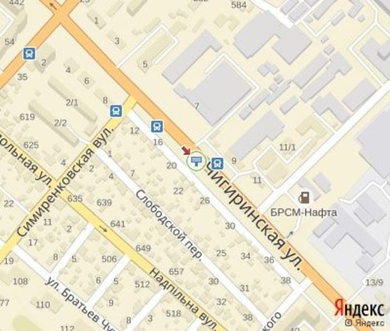 Схема рекламной плоскости по адресу Чигиринская ул., 28, (напротив хлебзавода) (100 м.к АЗС"БРСМ Нафта")