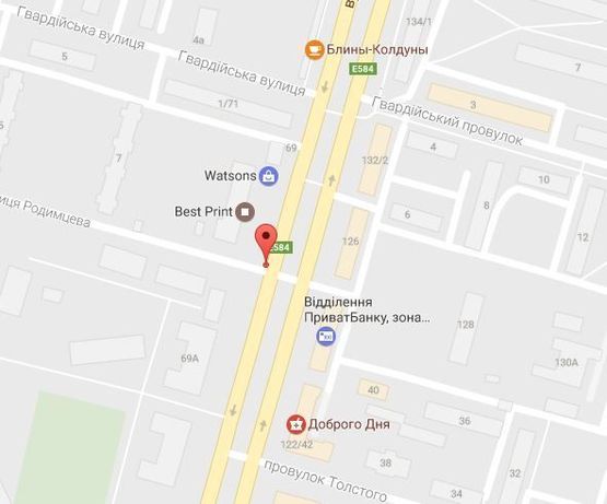 Схема рекламной плоскости по адресу просп. Свободы (ул. 60-лет. Октября), возле дома № 69, перекрёсток с ул. Генерала Родимцева, направление в центр