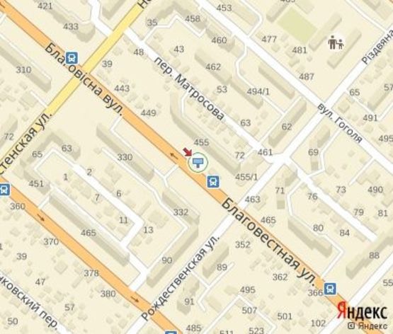 Схема рекламной плоскости по адресу Благовестная ул., 455 - Риздвяна ул., (за остановкой)
