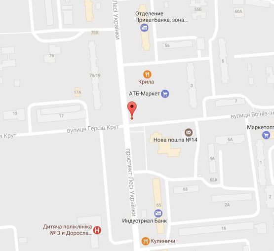 Схема рекламной плоскости по адресу просп. Л.Украинки (просп. 50-лет. Октября), 78/19, район перекрёстка с ул. В.Интернационалистов