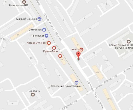 Схема рекламной плоскости по адресу просп. Л.Украинки (просп. 50-лет. Октября), 13-а, возле супермаркета «Сильпо», остановка «Аврора»