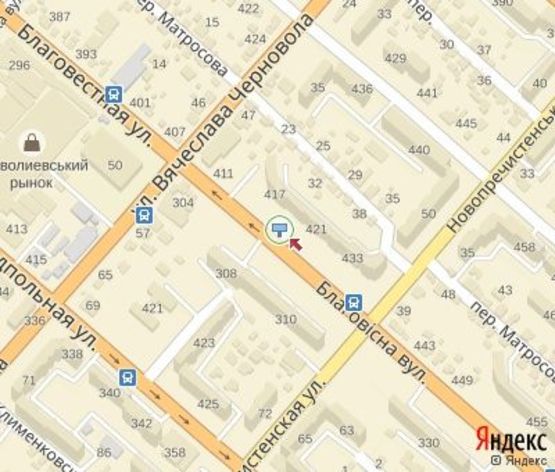 Схема рекламной плоскости по адресу Благовестная ул., 421  в центр