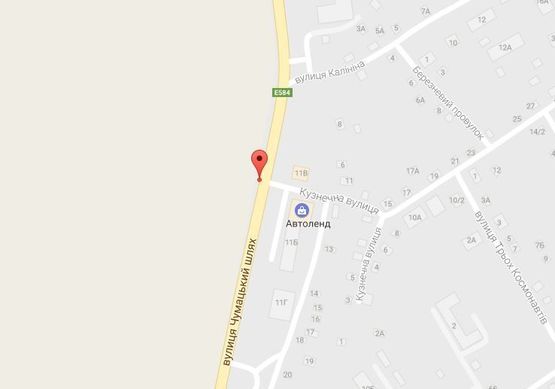 Схема рекламної площини за адресою ул. Чумацкий шлях (ул.Сербиченко), 11, перекрёсток с ул. Кузнечной, рядом с СТО «Автоленд», Кировоградское направление