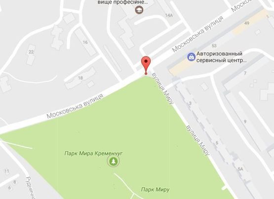 Схема рекламной плоскости по адресу ул. В.Пугачева (ул. Московская), возле дома № 18, перекрёсток с ул. Мира, возле Парка «Мира»