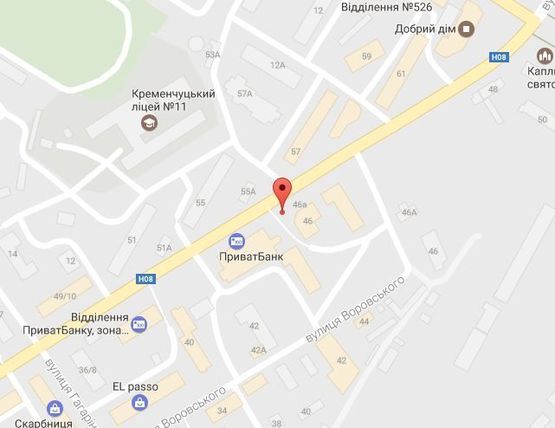 Схема рекламной плоскости по адресу ул. Первомайская, 44, возле торгового центра «Фоксторот» (супермаркеты «Фоксторот», «Мультиспорт», «Стол&стул»)