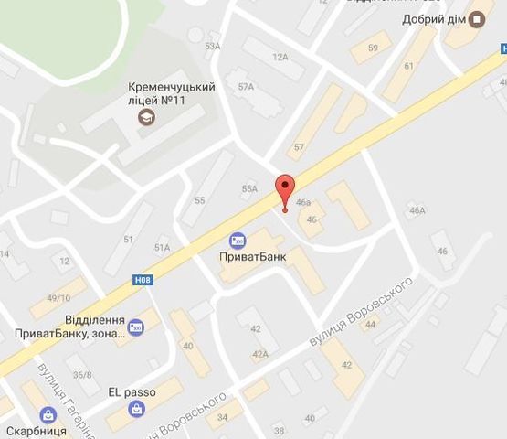 Схема рекламної площини за адресою ул. Первомайская, 44, возле торгового центра «Фоксторот» (супермаркеты «Фоксторот», «Мультиспорт», «Стол&стул»)