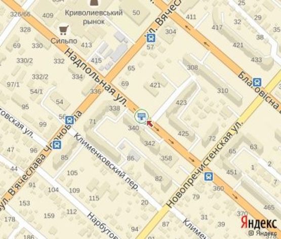 Схема рекламной плоскости по адресу Надпольная ул., 342 (остановка) в центр