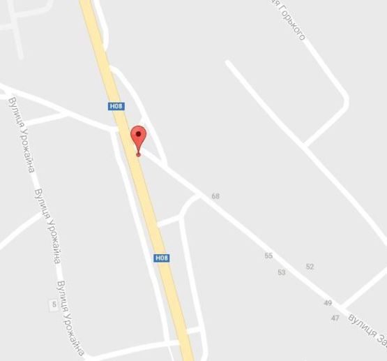 Схема рекламной плоскости по адресу ул. Киевская, 68, перекрёсток с ул. Заводской, возле магазина «ЛюиС»