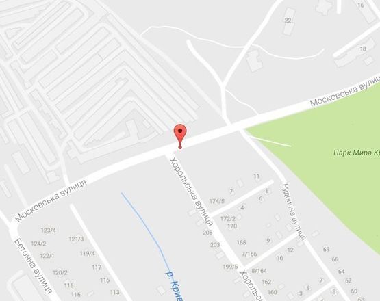 Схема рекламної площини за адресою ул. Московская, перекрёсток с ул. Хорольской, возле Парка «Мира»