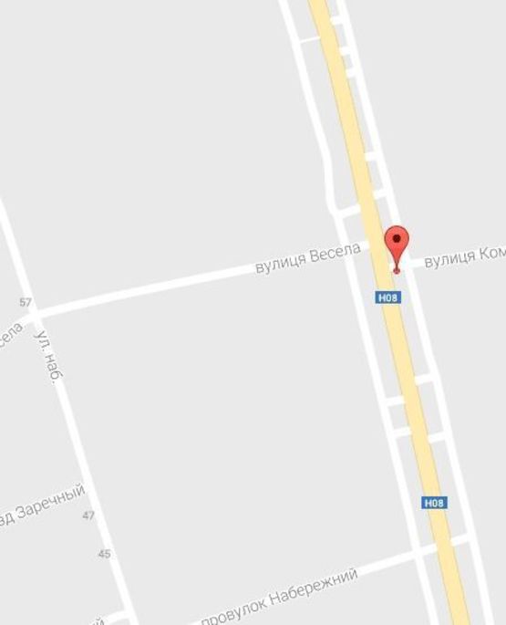 Схема рекламної площини за адресою ул. Киевская, 146/2, перекрёсток с ул. Комарова, остановка «Весёлая»