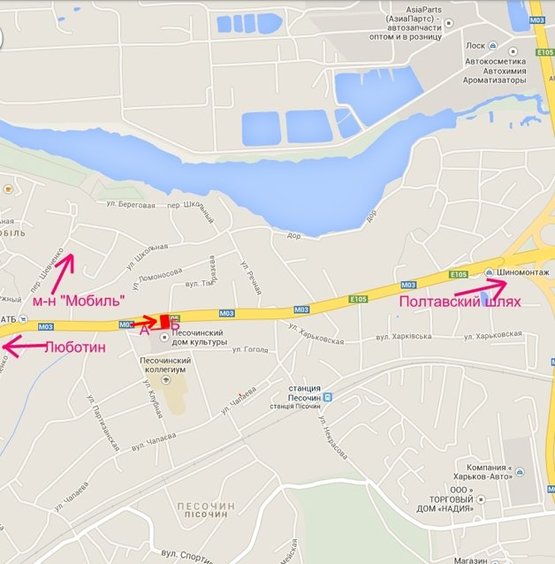 Схема рекламної площини за адресою Полтавский шлях-пос.Песочин, дом культуры  (въезд в город)
