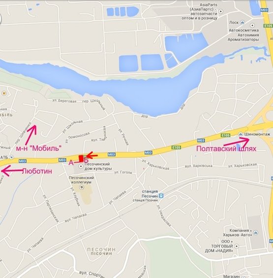Схема рекламної площини за адресою Полтавский шлях-пос.Песочин, дом культуры (выезд из города)