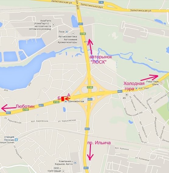 Схема рекламної площини за адресою Полтавский шлях - развязка с окружной (выезд из города)