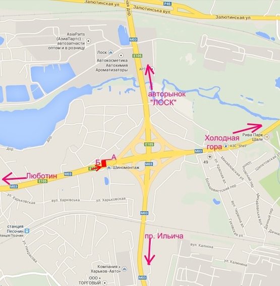 Схема рекламной плоскости по адресу Полтавский шлях - развязка с окружной (въезд в город)