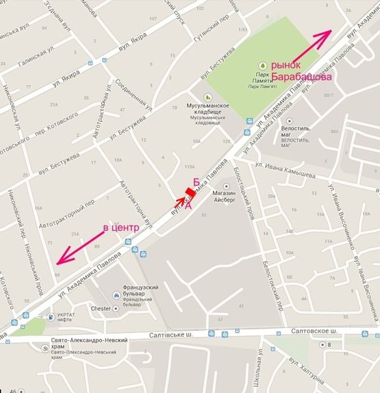 Схема рекламної площини за адресою ул. Ак. Павлова 82 из центра