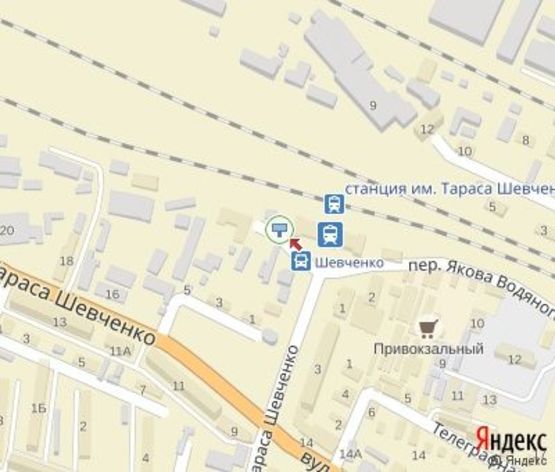 Схема рекламної площини за адресою Водного ул., ж/д вокзал